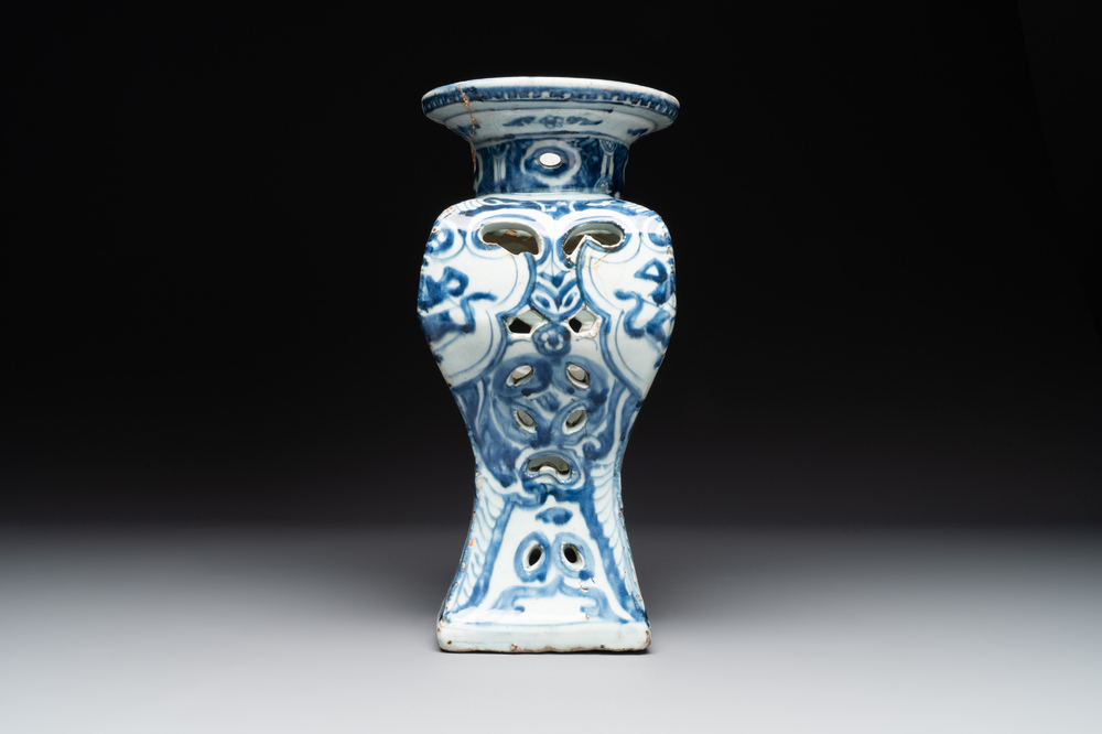A rare Chinese blue and white openworked incense burner, Ming