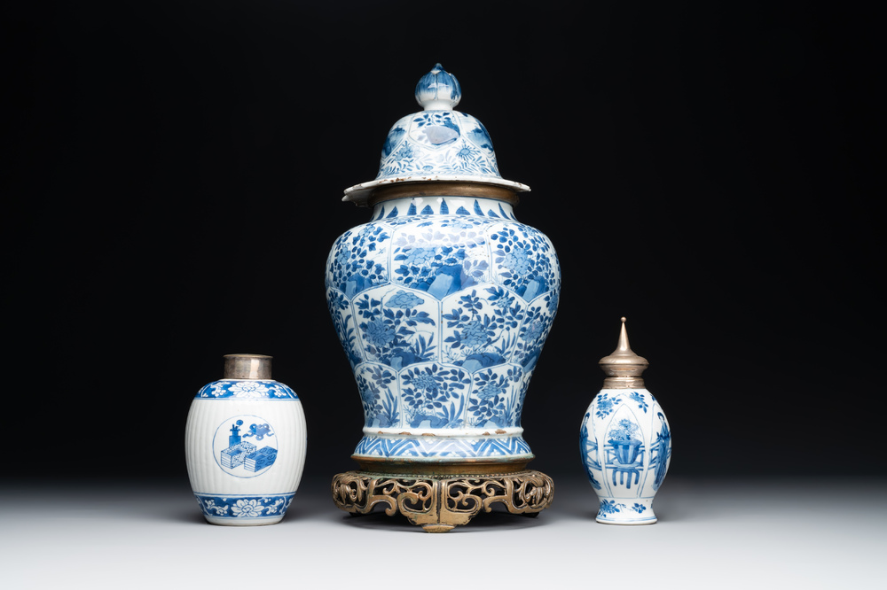 Three Chinese blue and white vases, Kangxi