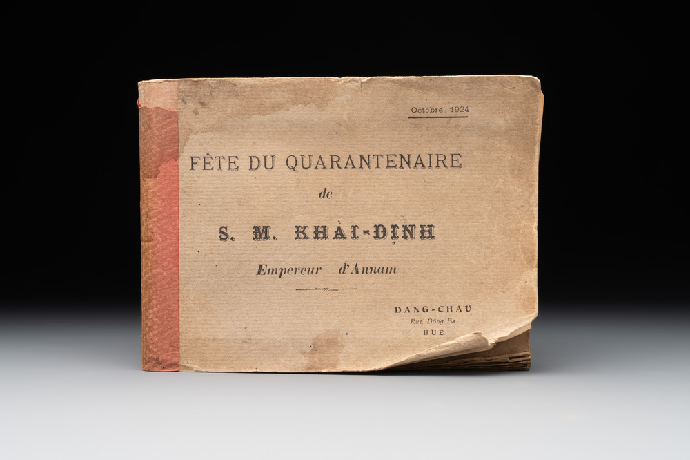 A photo album 'F&ecirc;te du quarantenaire de S. M. KHAI-DINH empereur d'Annam', Vietnam, dated Oct. 1924