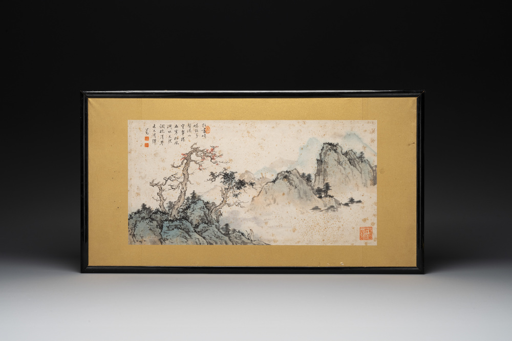 Pu Xinyu 溥心畬 (1896-1963): 'Mountainous landscape', ink and colour on paper