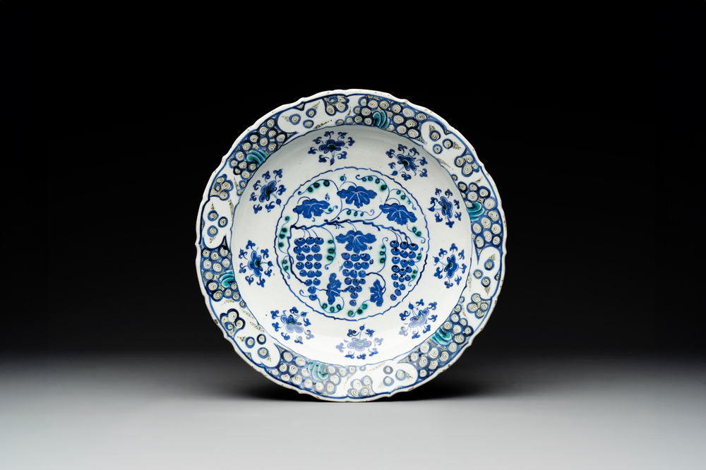 A polychrome Iznik 'grape' dish, Turkey, ca. 1570