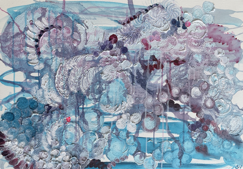 Sandra Vos: 'Into the deep', acryl and shell sand