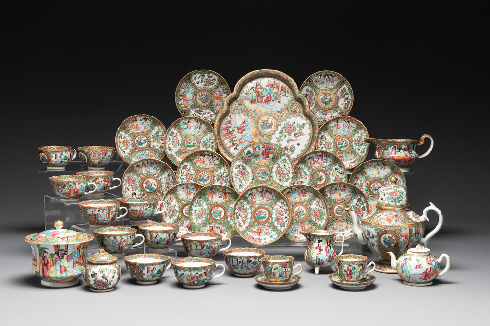 38 Chinese Canton famille rose wares, 19th C.