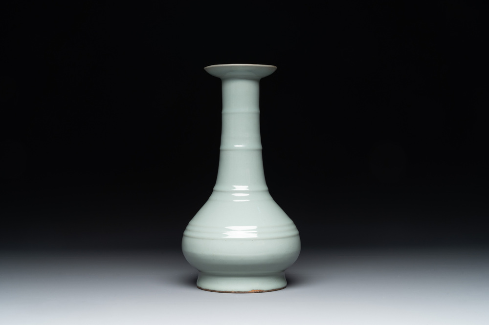 A rare Chinese Longquan celadon bottle vase, Song/Yuan