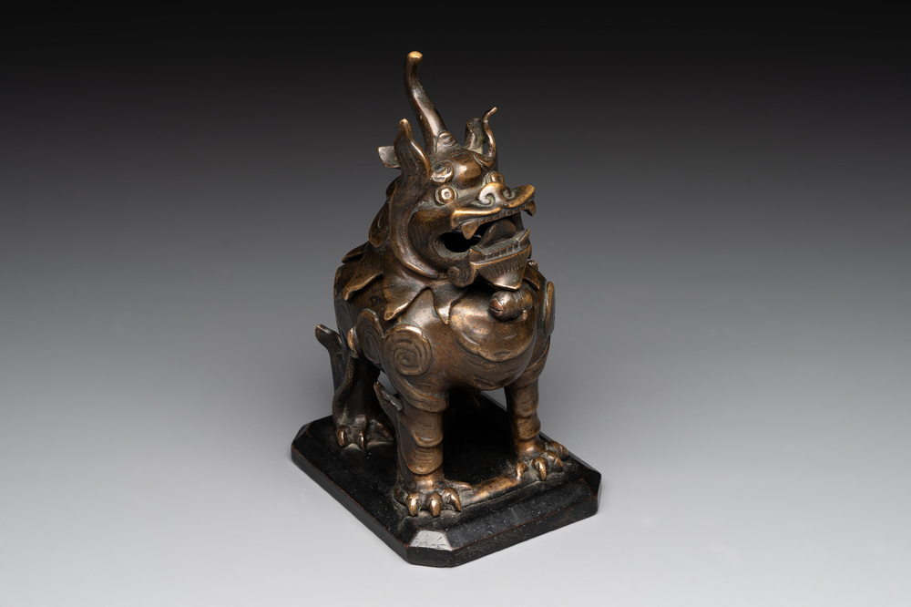 A small Chinese bronze 'luduan' incense burner and cover, Ming