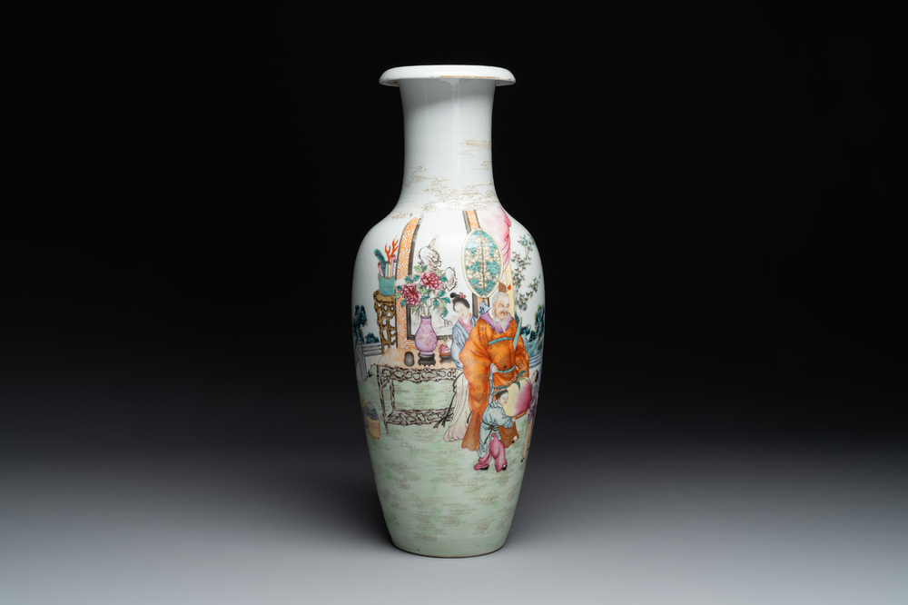A fine Chinese famille rose 'shouxing' vase, Qianlong mark, Republic