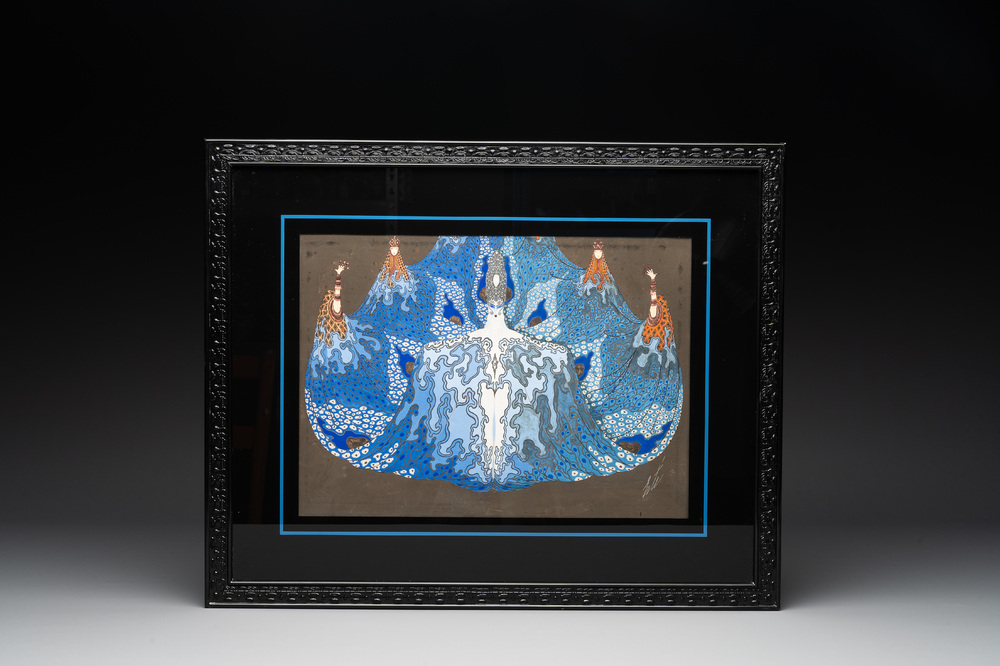 Romain De Tirtoff 'Ert&eacute;' (1892-1990): Les Fleuves, 'L'oc&eacute;an et les Iles', ink and bodycolour on paper, signed and dated 1923
