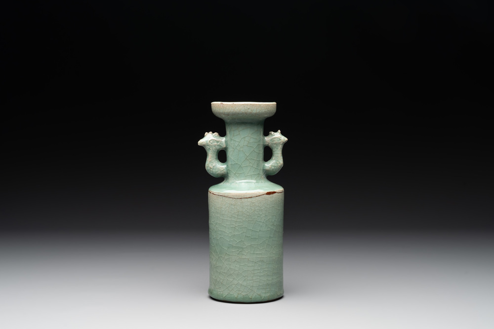 A Chinese Longquan celadon 'kinuta' vase, Yuan/Ming