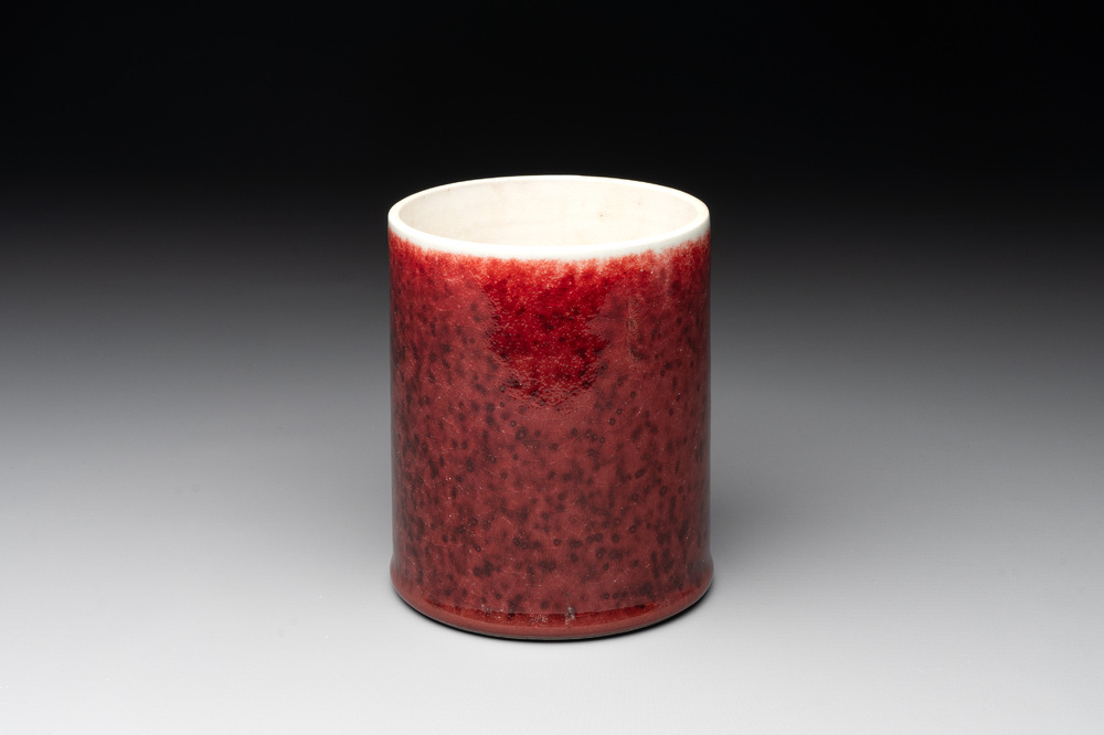 A Chinese copper-red-glazed brush pot, 'bitong', 18th C.
