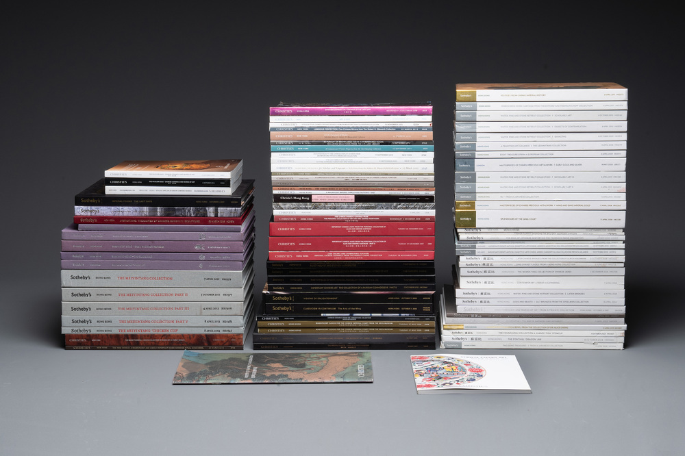 A varied collection of 84 auction catalogues on Asian art collections from Sotheby's and Christie's, 1998-2024