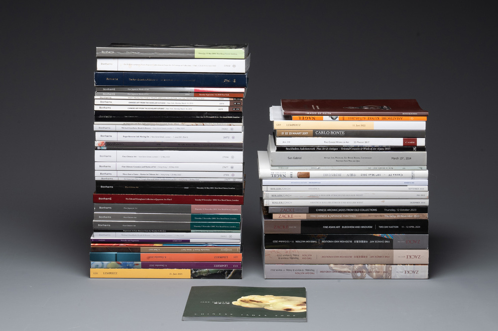 A varied collection of 36 auction catalogues on Asian arts from Bonhams, Zacke, Lempertz and others, 2008-2023