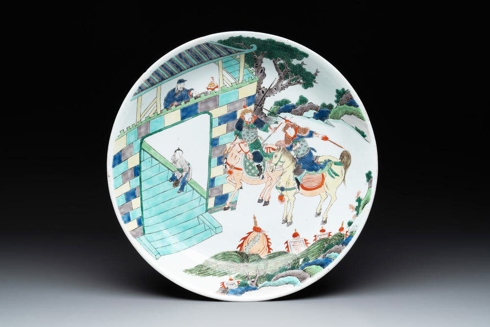 A Chinese famille verte 'warrior' dish, Kangxi
