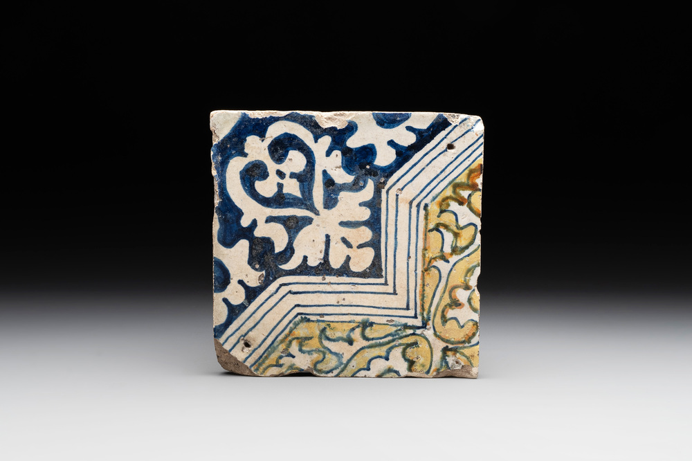 An Antwerp maiolica ornamental tile, late 16th C.