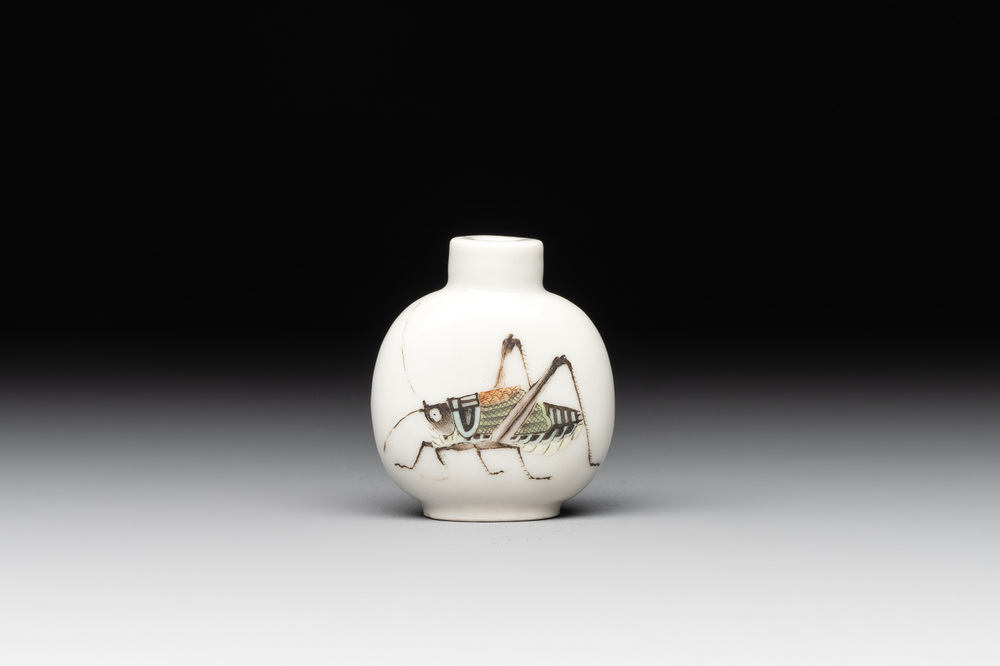 A Chinese famille rose 'grasshopper' snuff bottle, Daoguang mark and of the period