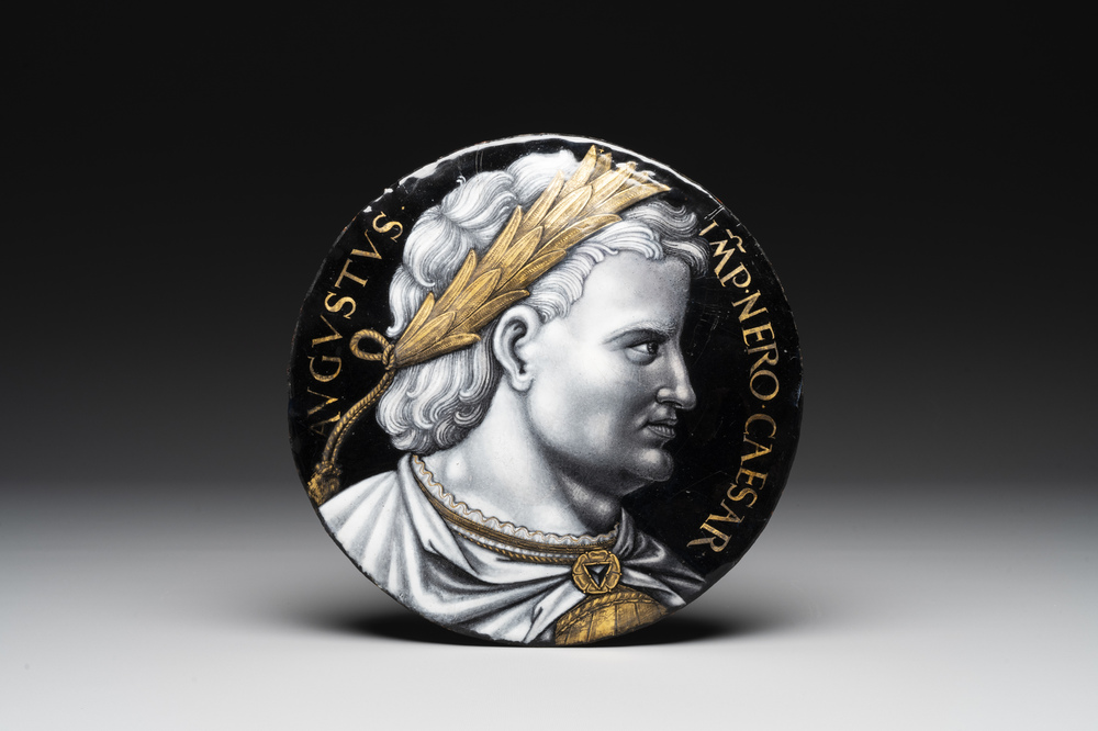 L&eacute;onard Limosin (1505-1577) and workshop: A rare enamel plaque with the portrait of the Roman Emperor Nero, Limoges, ca. 1550