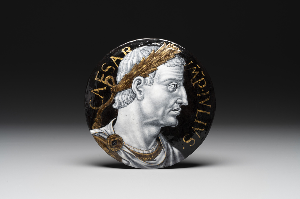 L&eacute;onard Limosin (1505-1577) and workshop: A rare enamel plaque with the portrait of the Roman Emperor Caesar, Limoges, ca. 1550