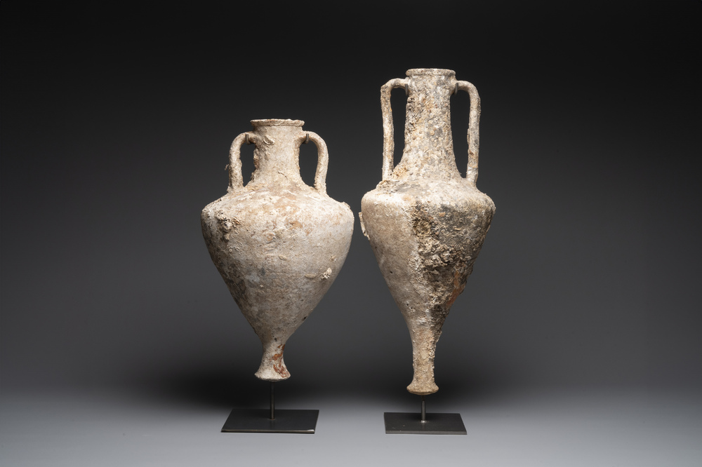 Two Roman terracotta wine or oil transport amphorae, 2nd/1st C. B.C.