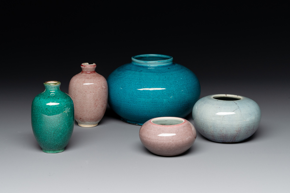 Five Chinese monochrome wares, 19th C.