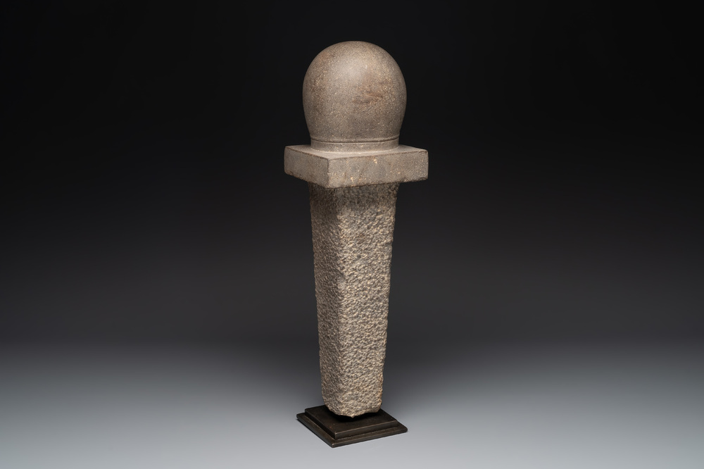 A Cambodian gray sandstone linga, pre-Angkor, 7/8th C.