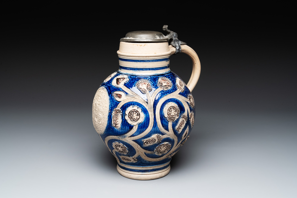 A Westerwald stoneware 'William and Mary' jug, dated 1693