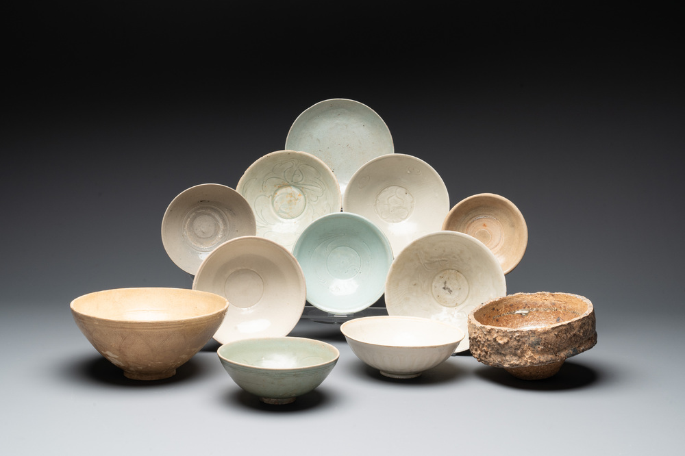 12 Chinese monochrome wares, including a kiln waste, Song/Ming