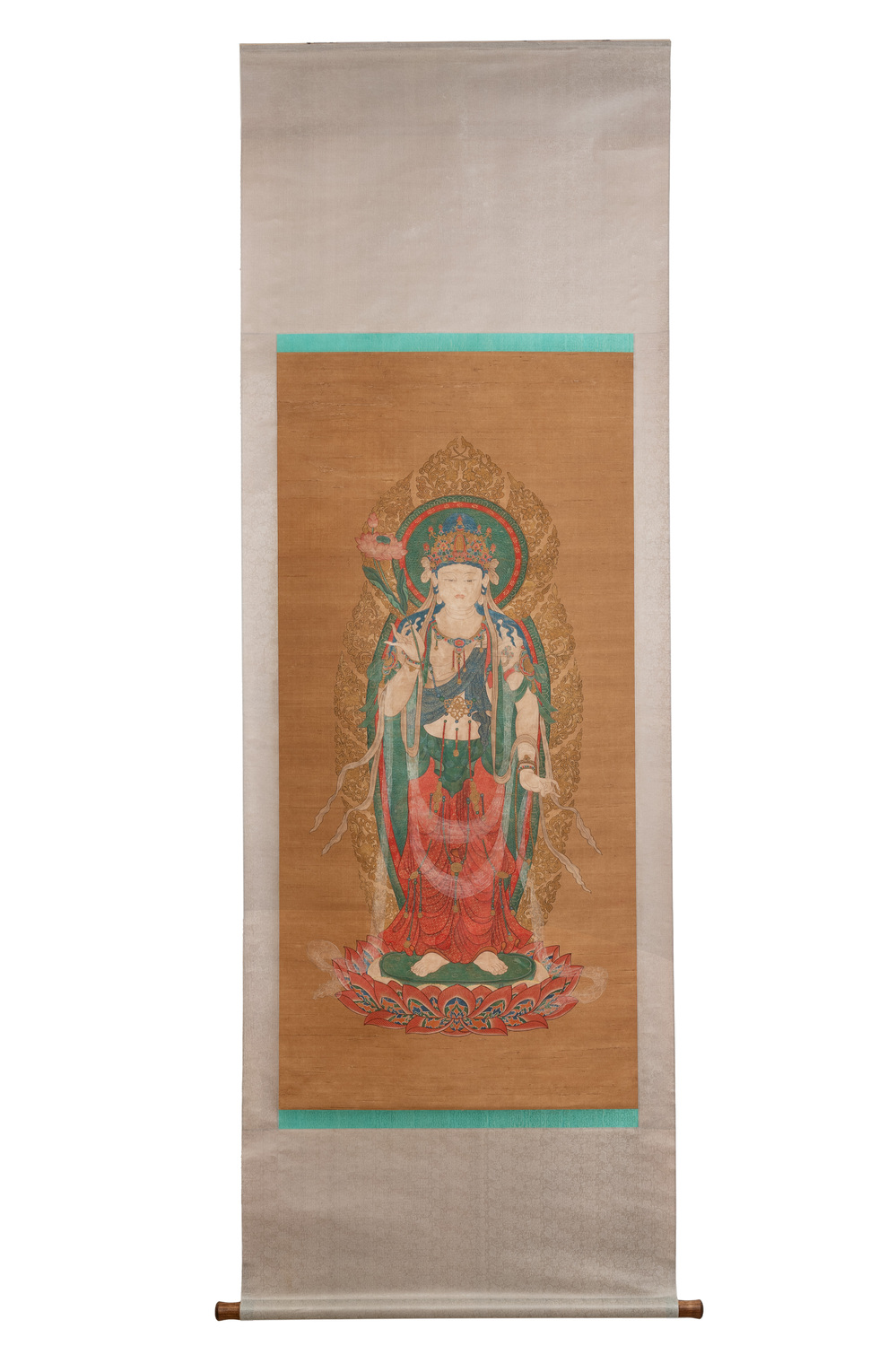 Chinese school: 'Buddha', ink and colour on silk, Qing or later