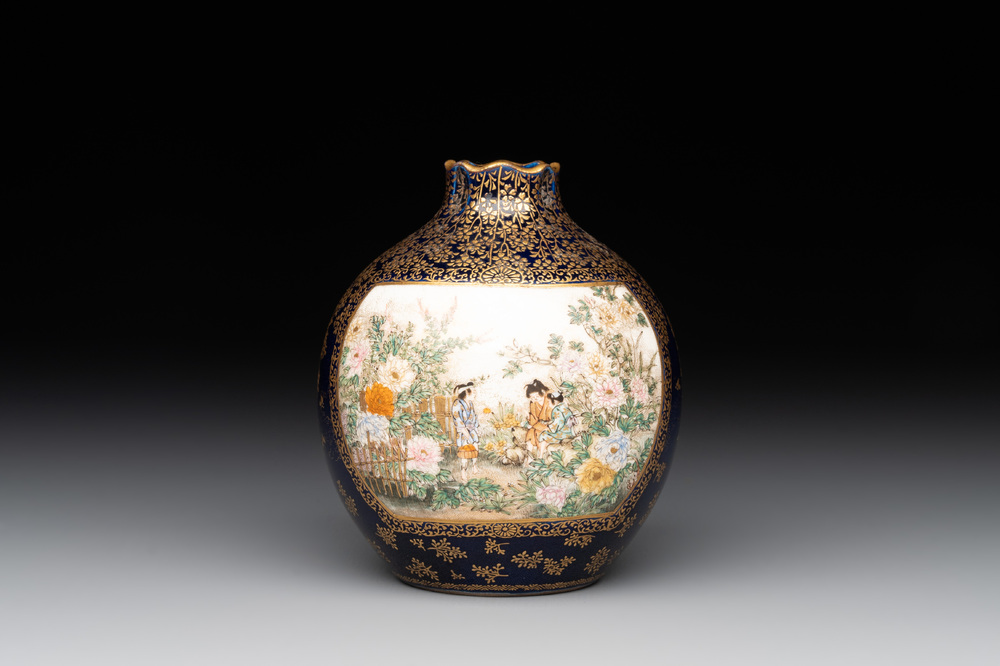 A fine Japanese Satsuma vase, Kinkozan 錦光山造 mark, Meiji, 19th C.