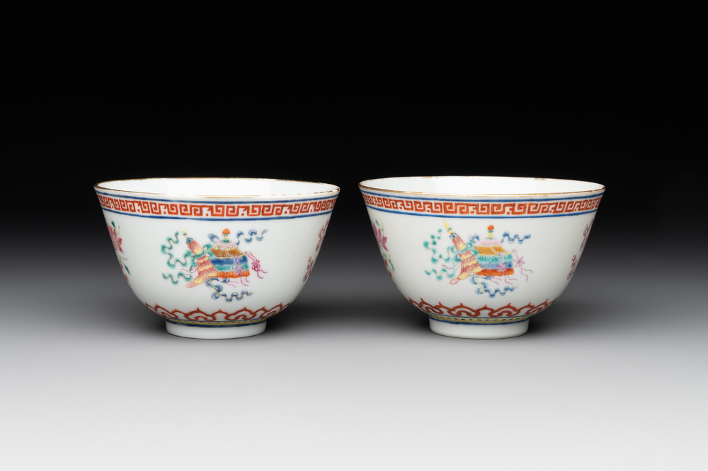 A pair of Chinese famille rose 'bajixiang' bowls, Guangxu mark and of the period