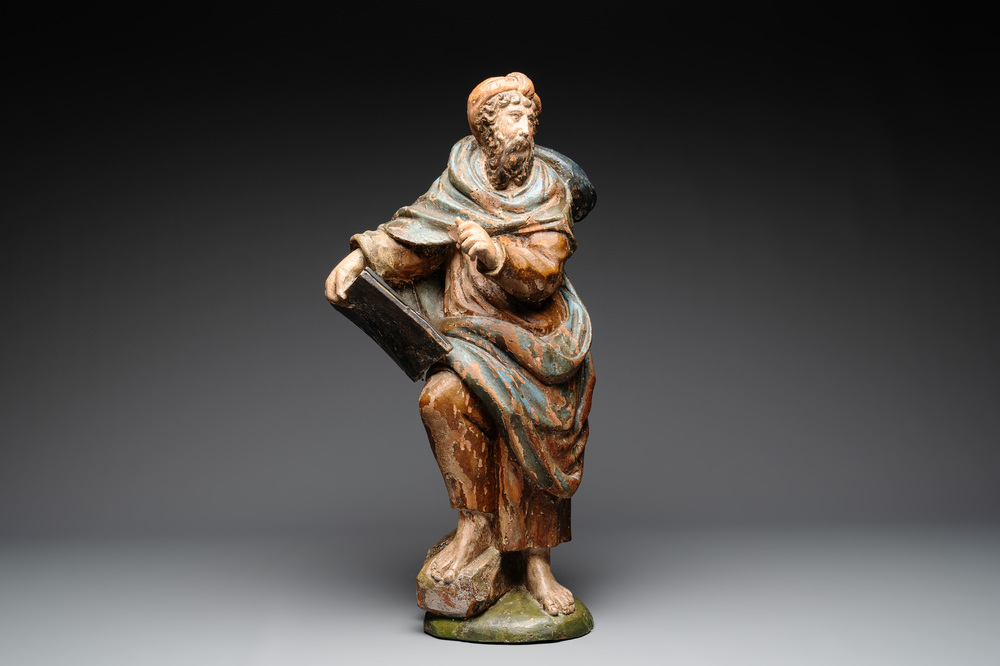 A polychromed wooden sculpture of Saint Jacob, Germany, 18th C.