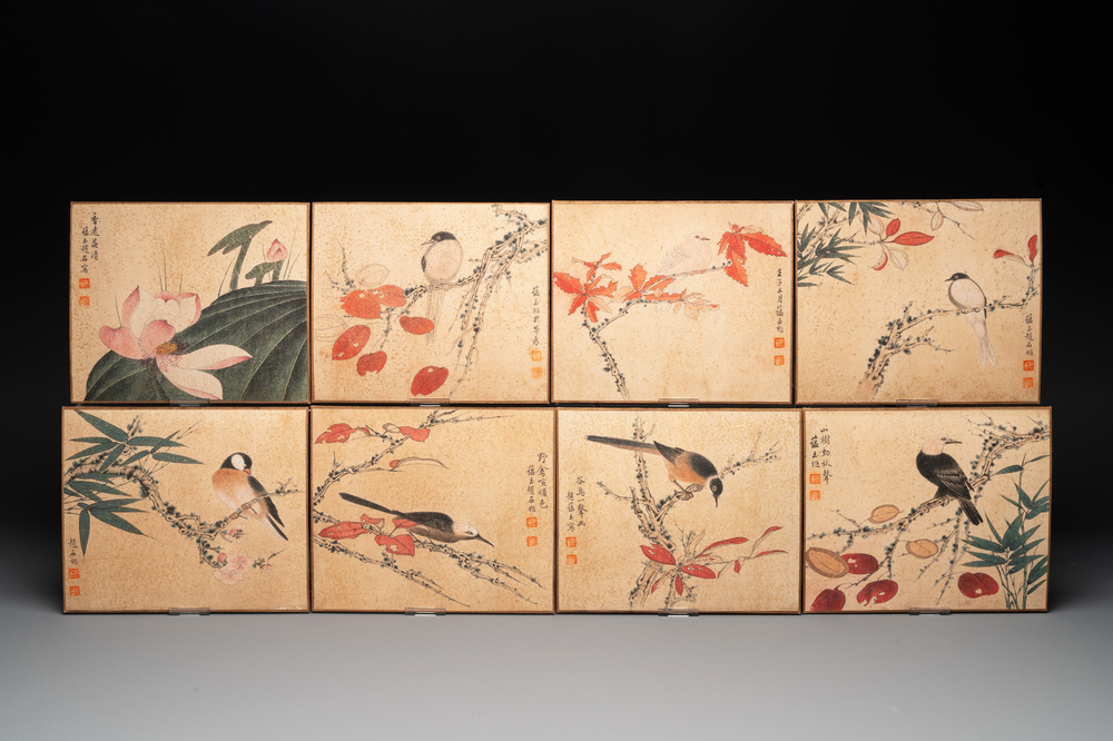 Zhao Yunyu 趙蘊玉 (1916-2003): 'Eight paintings about birds and flowers', ink and colour on silk
