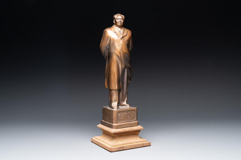 A large Chinese bronze standing figure of Mao Zedong, Yunnan, dated August 1, 1969