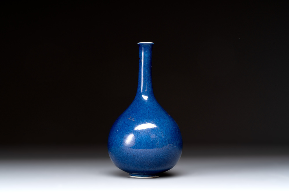 A small Chinese powder-blue bottle vase, 18th C.