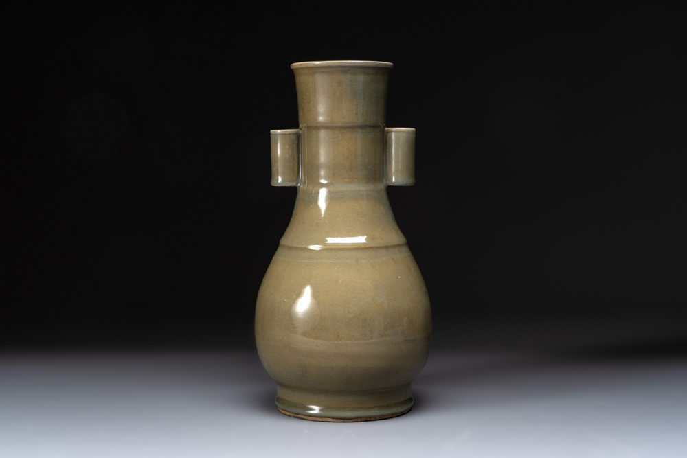 A Chinese Longquan celadon 'touhu' vase, Song/Yuan