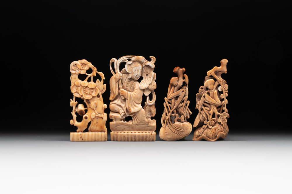 Four Chinese ivory carvings, 18th C.