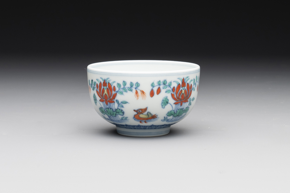 A Chinese doucai 'mandarin ducks' bowl, Chenghua mark, probably Qing