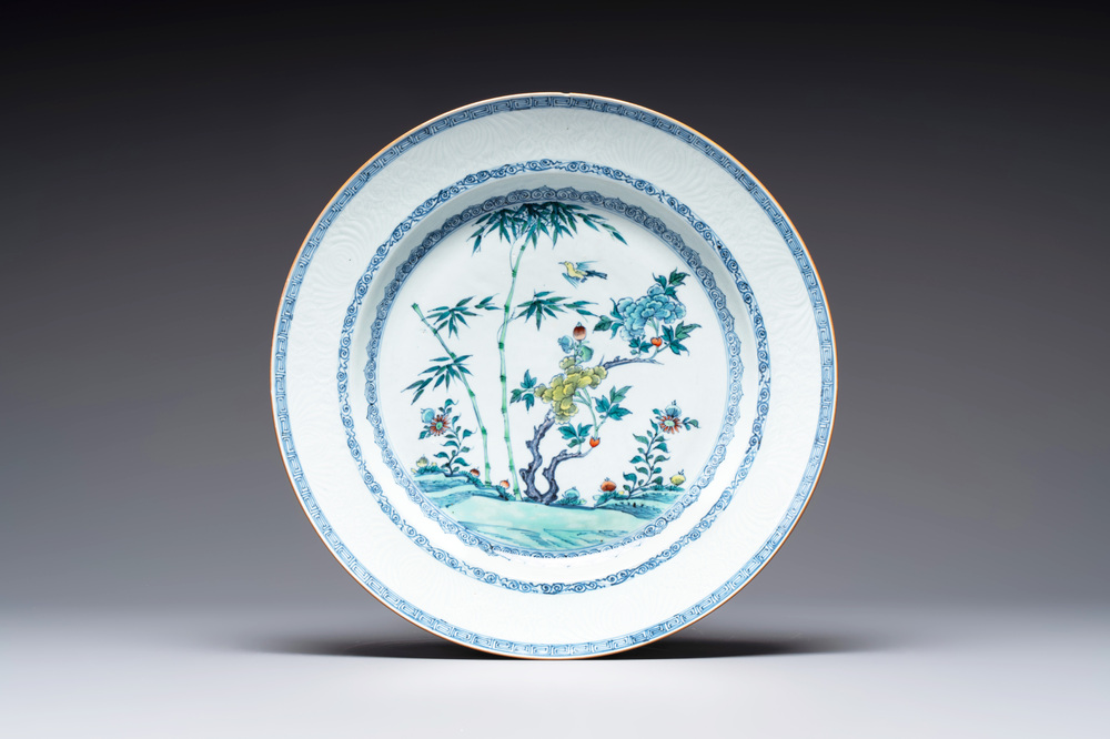 A Chinese doucai 'bird and flowering branches' dish, Yongzheng