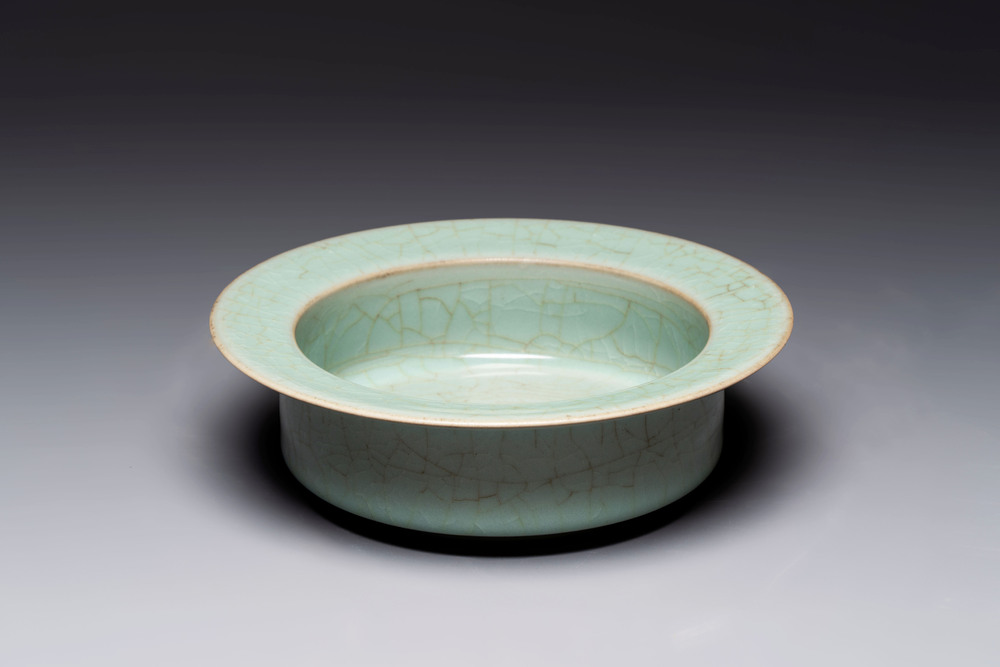 A Chinese Longquan celadon brush washer, Song or later