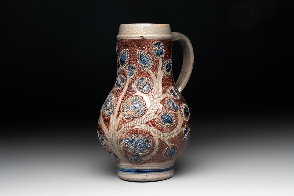 A Westerwald stoneware jug, Germany, 17th C.