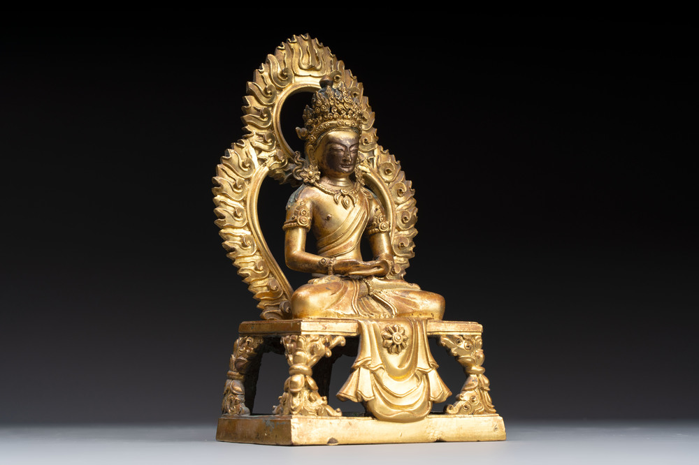 A Chinese gilt-bronze Buddha Amitayus, 18th C.
