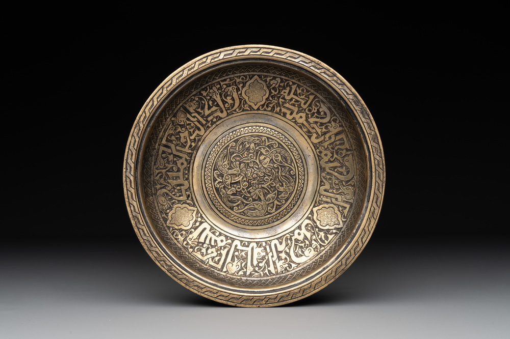 An Indo-Persian tinned brass bowl, 19th C.