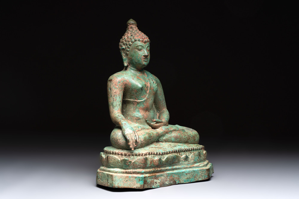 A Thai bronze sculpture of Shakyamuni Buddha, probably 15/16th C.