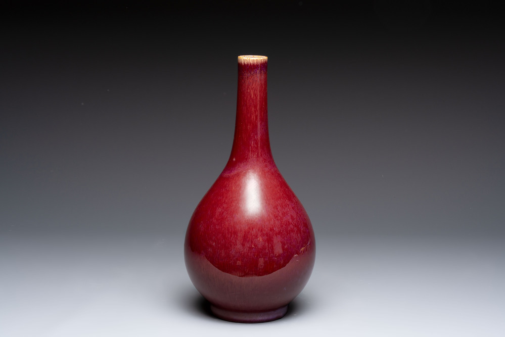 A Chinese sang-de-boeuf bottle vase, 19/20th C.