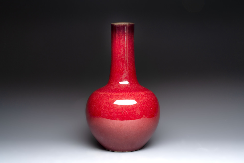 A Chinese copper-red-glazed bottle vase, 19th C.