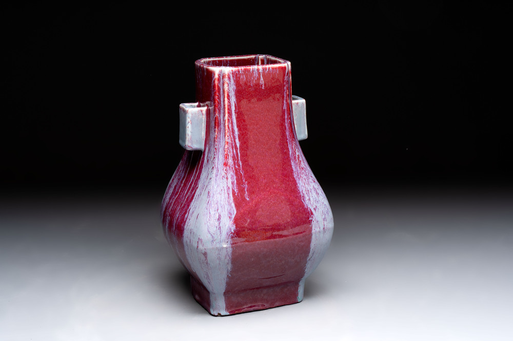 A Chinese flamb&eacute;-glazed 'hu' vase, Guangxu mark, 20th C.
