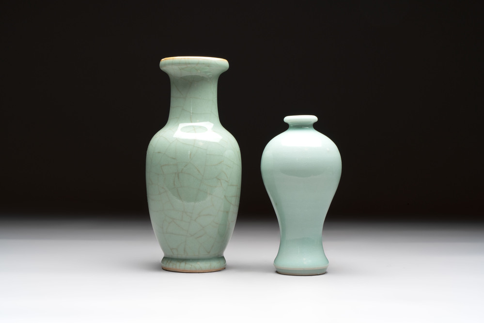 Two Chinese celadon-glazed vases, 19th C.