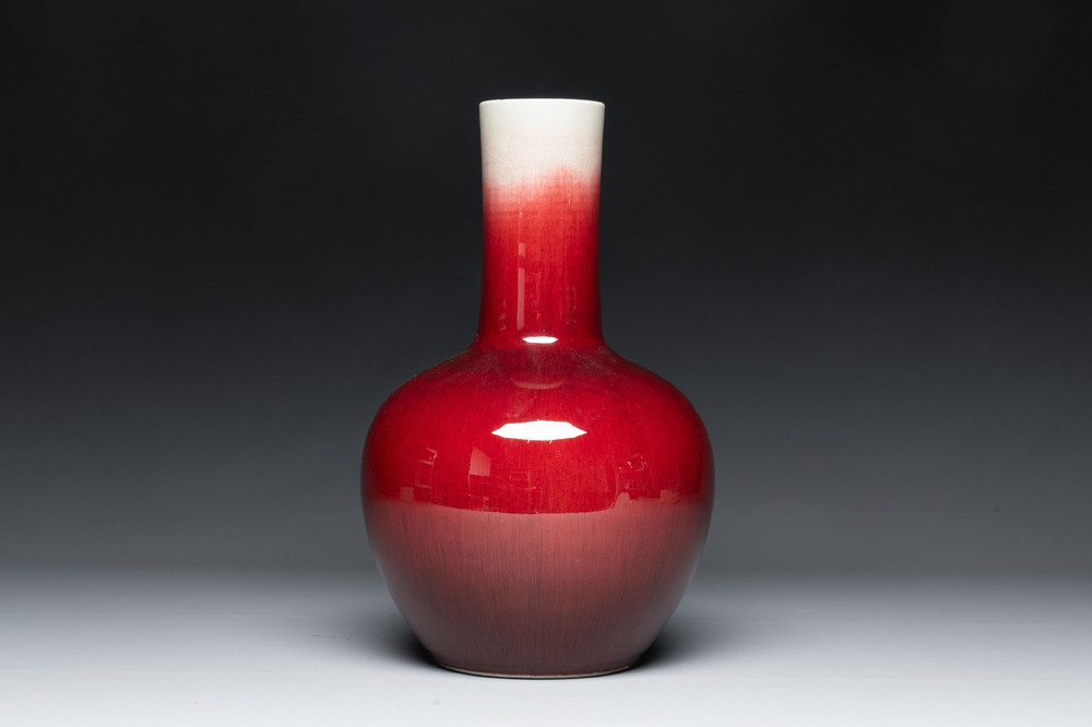 A Chinese copper-red-glazed bottle vase, 20th C.