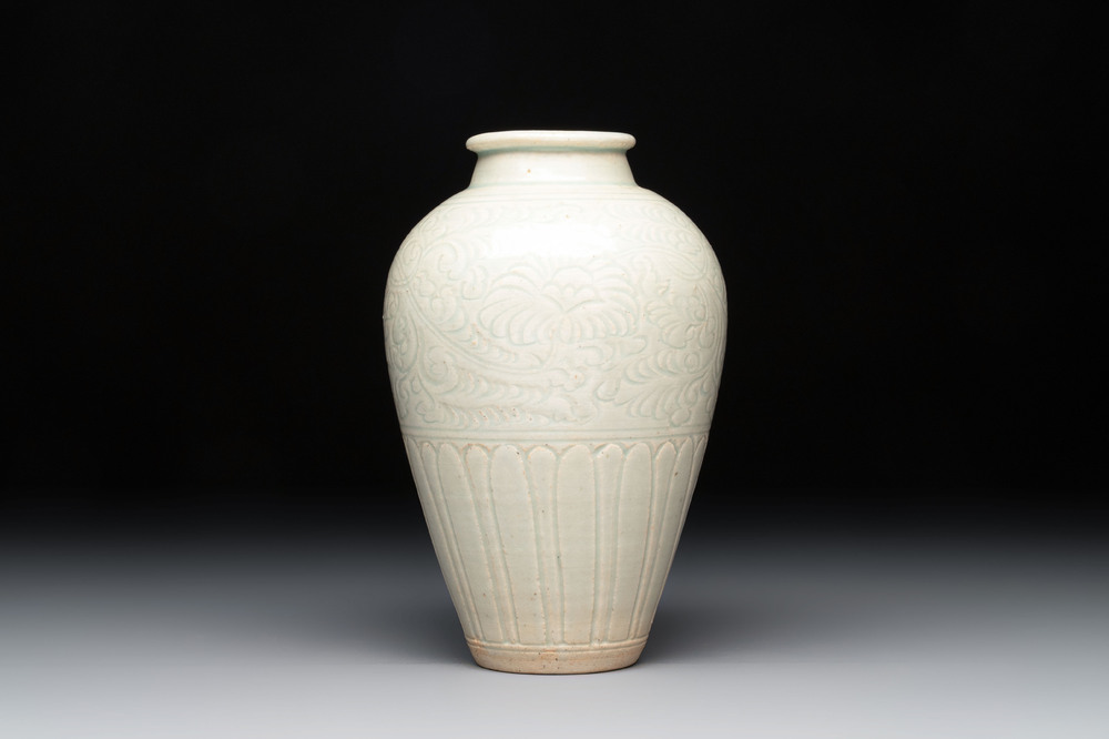 A Chinese qingbai vase with floral design, Song/Yuan