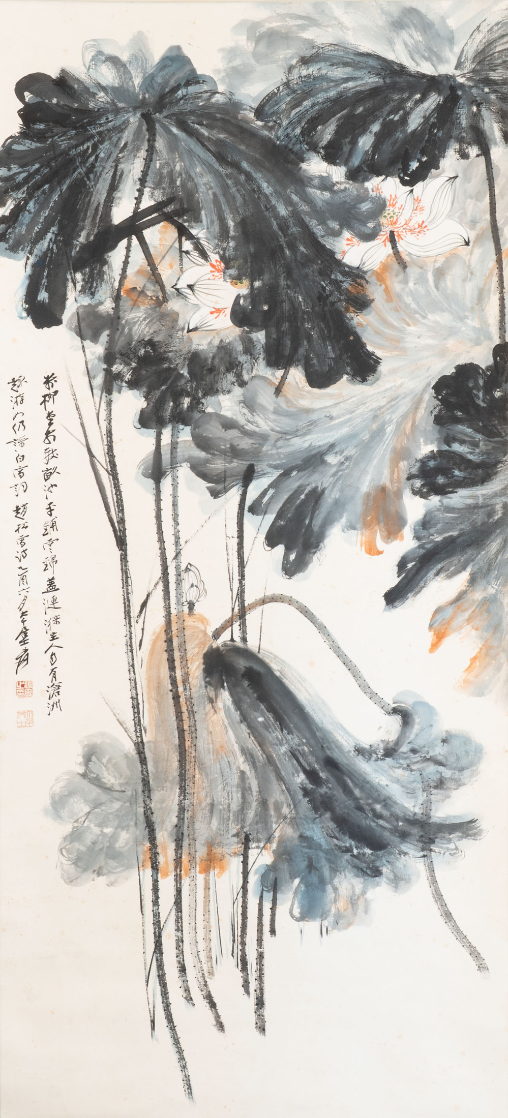 In the manner of Zhang Daqian 張大千 (1898-1983): 'Lotus', ink and colour on paper