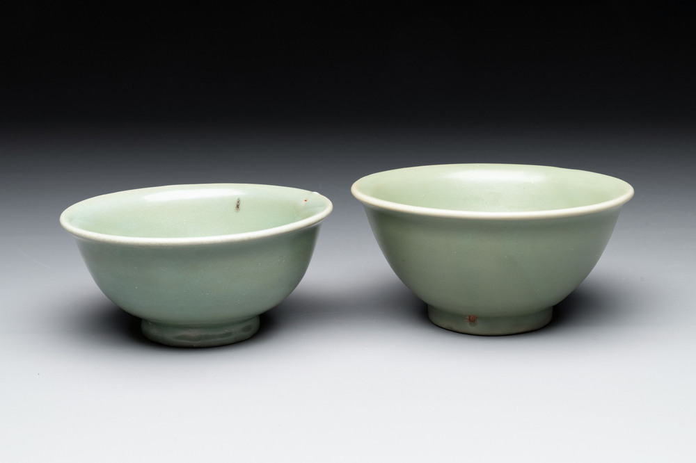 Two Chinese Longquan celadon bowls, Ming