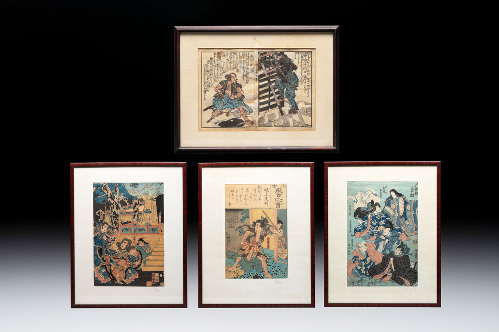 Utagawa Kuniyoshi 歌川 国芳 (1797-1861) and Utagawa Kunisada 歌川国貞 (1786-1865): 'Four Woodblock Prints', Edo, 19th C.